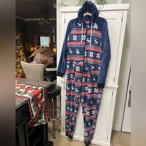 Blue Pajama Sets with Fair Isle Pattern and Cozy Fabric adult unisex